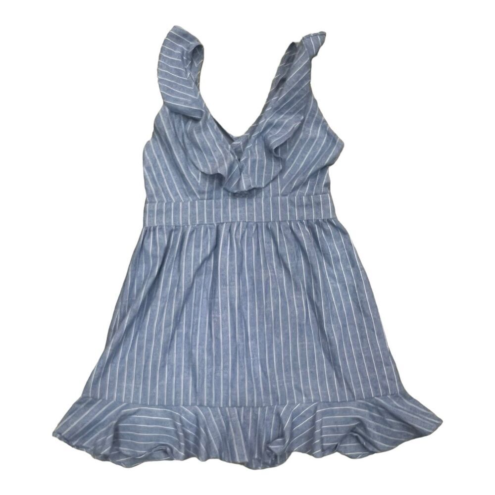 Superdown Revolve Blue Livia Striped Ruffle Open Back Mini Dress S - Picture 2 of 6